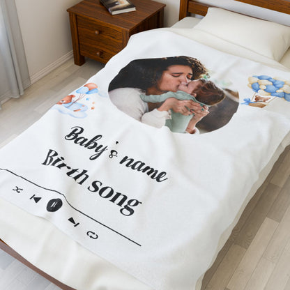 Personalized Birth Song Velveteen Plush Blanket | Sherpa Blanket | Minky | Baby Jersey Blanket